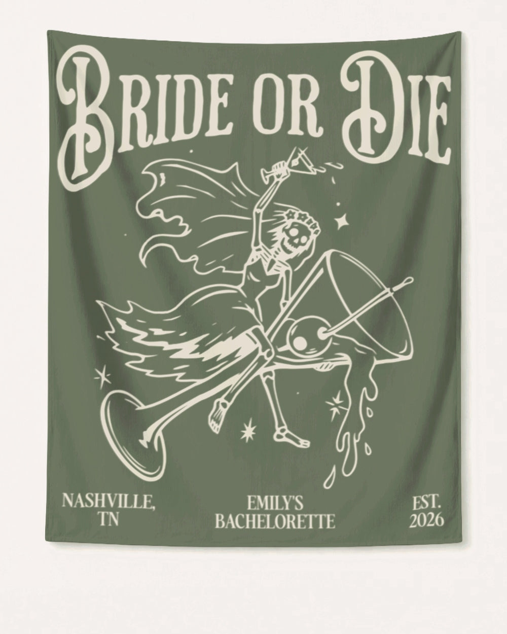 Bride or Die and Ride or Die with Martini Banner Moss