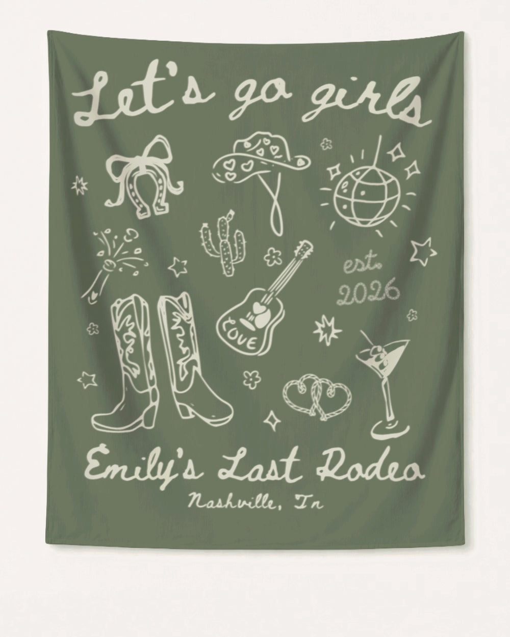 Let's Go Girls Cowgirl Party Banner Moss