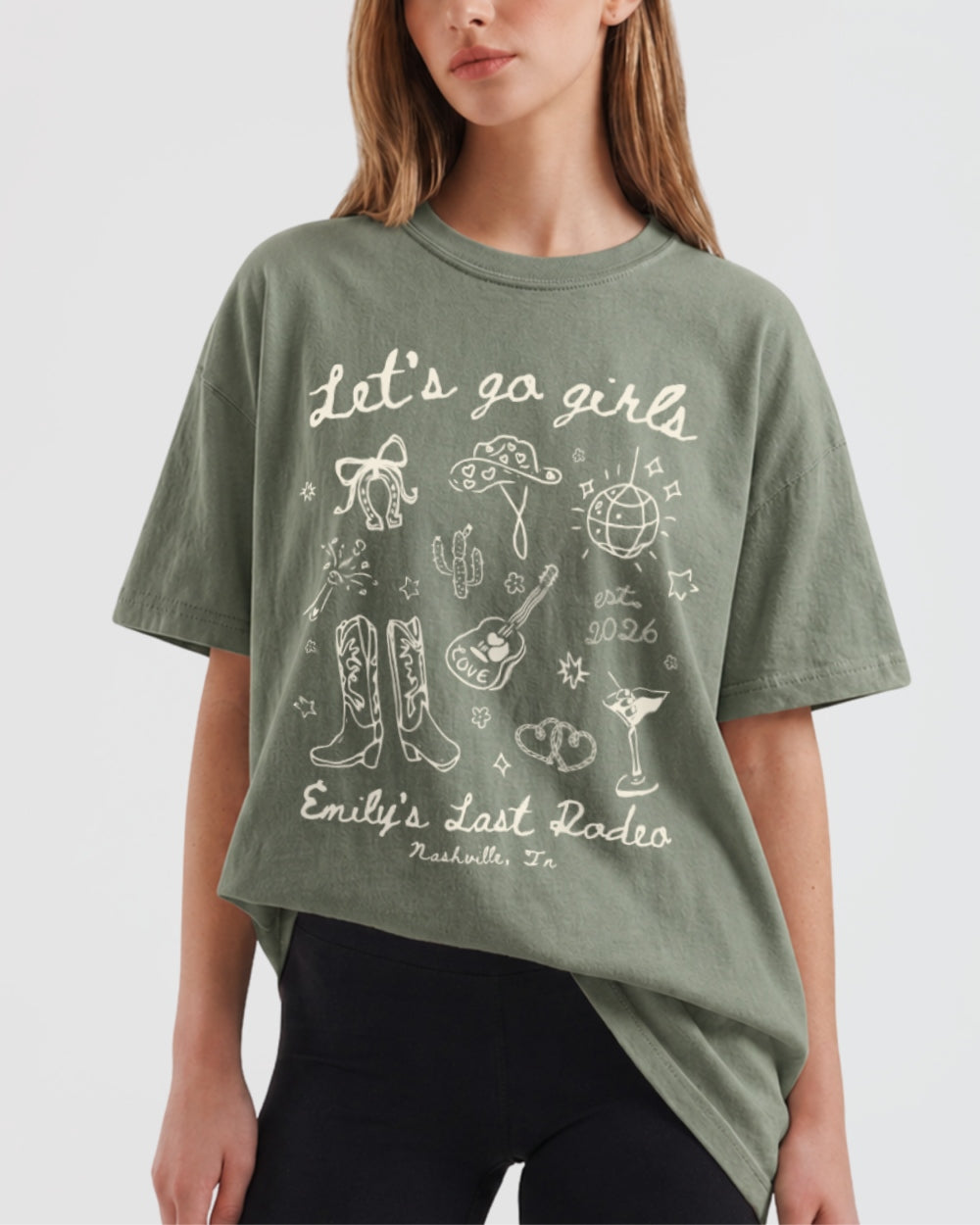 Let's Go Girls Cowgirl Party T-Shirt Moss