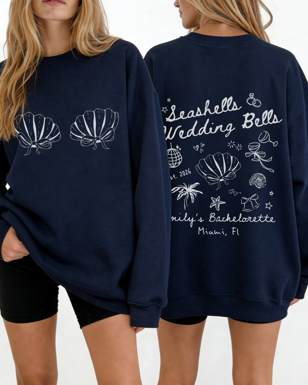 Seashells & Wedding Bells Sweatshirt Navy