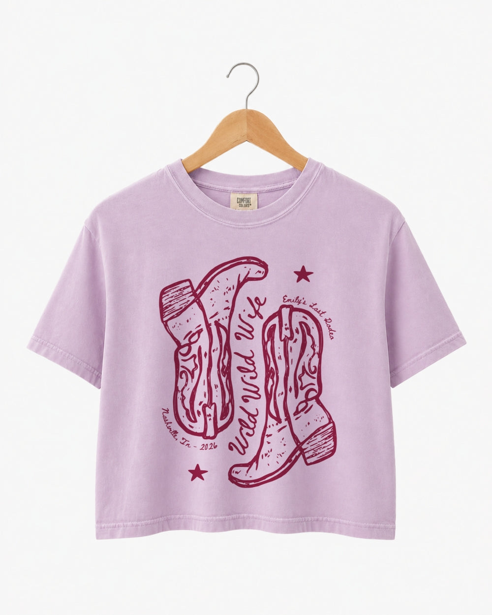 Personalized bride crop top for last rodeo parties and western bridal party looks
