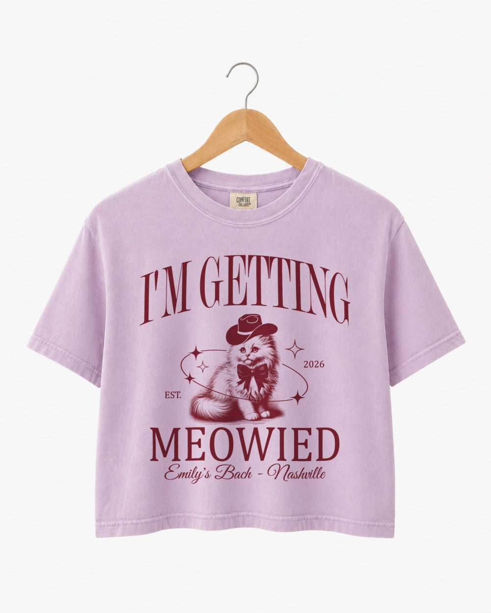 I'm Getting Meowied Bow Crop Top Orchid