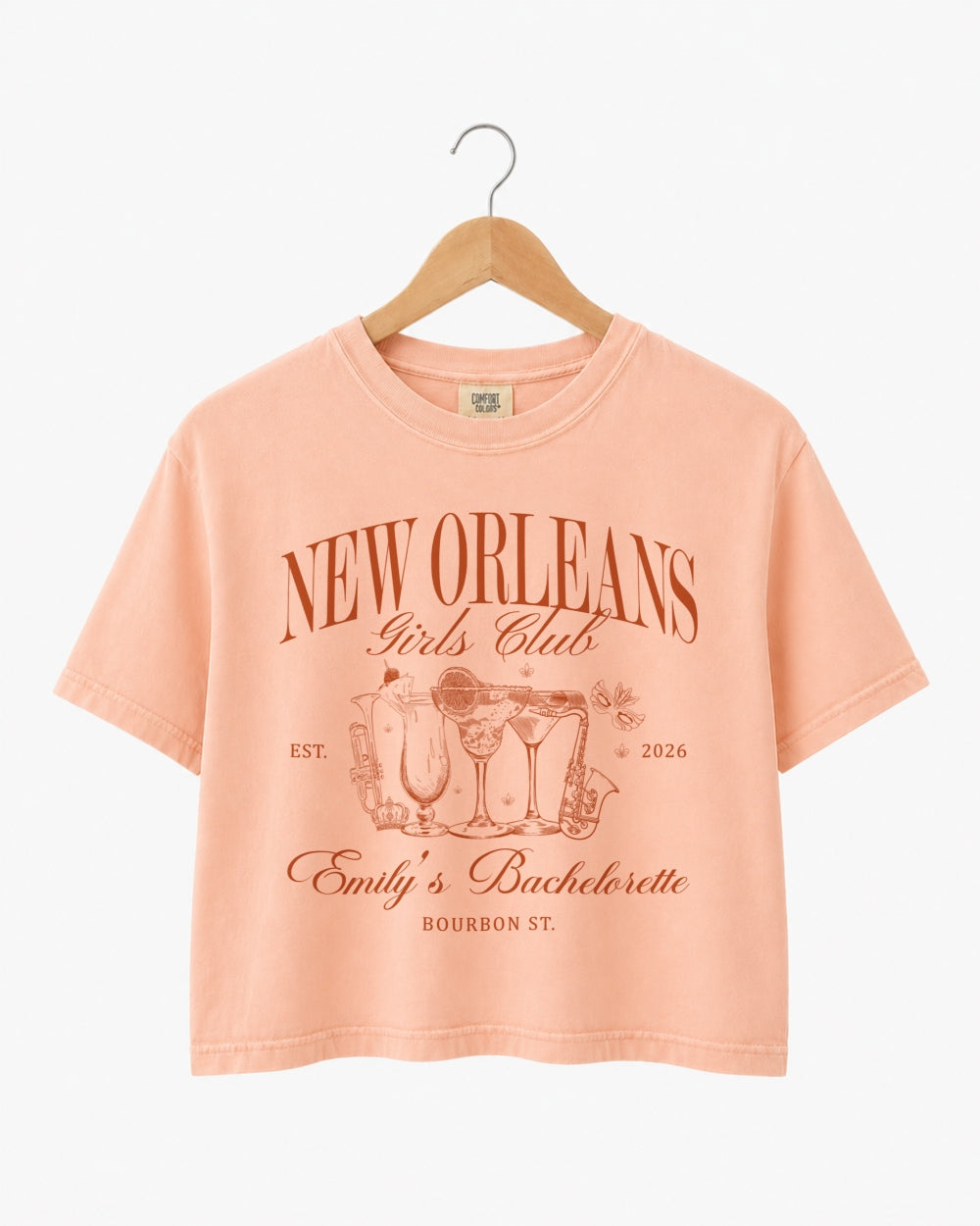 New Orleans Girls Club Crop Top Peachy