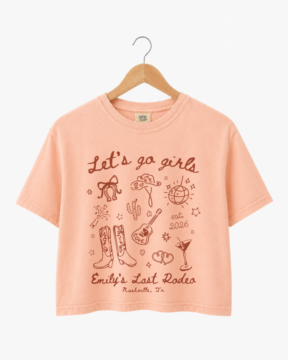 Let's Go Girls Cowgirl Party Crop Top Peachy