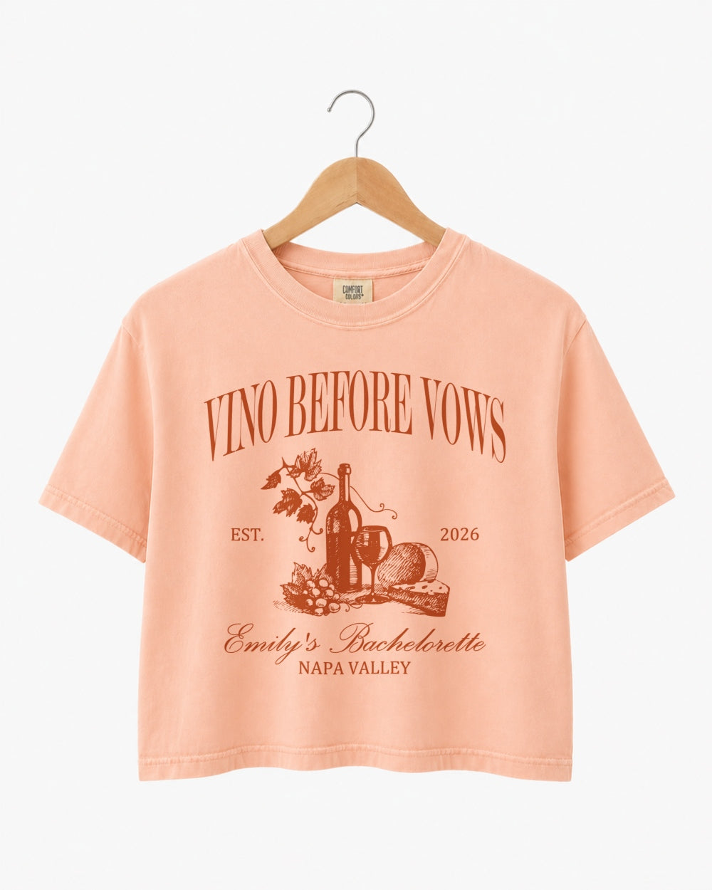 Vino Before Vows Crop Top Peachy