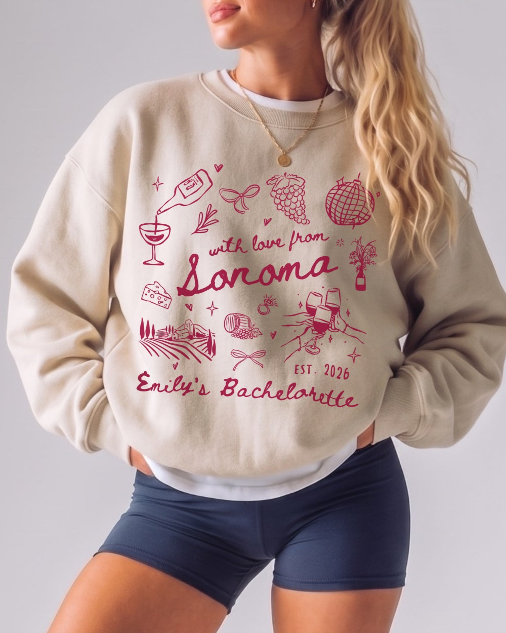 With Love from Sonoma Sweatshirt Custom Sonoma sweatshirt for wine bachelorette parties and bridal crew outfits
