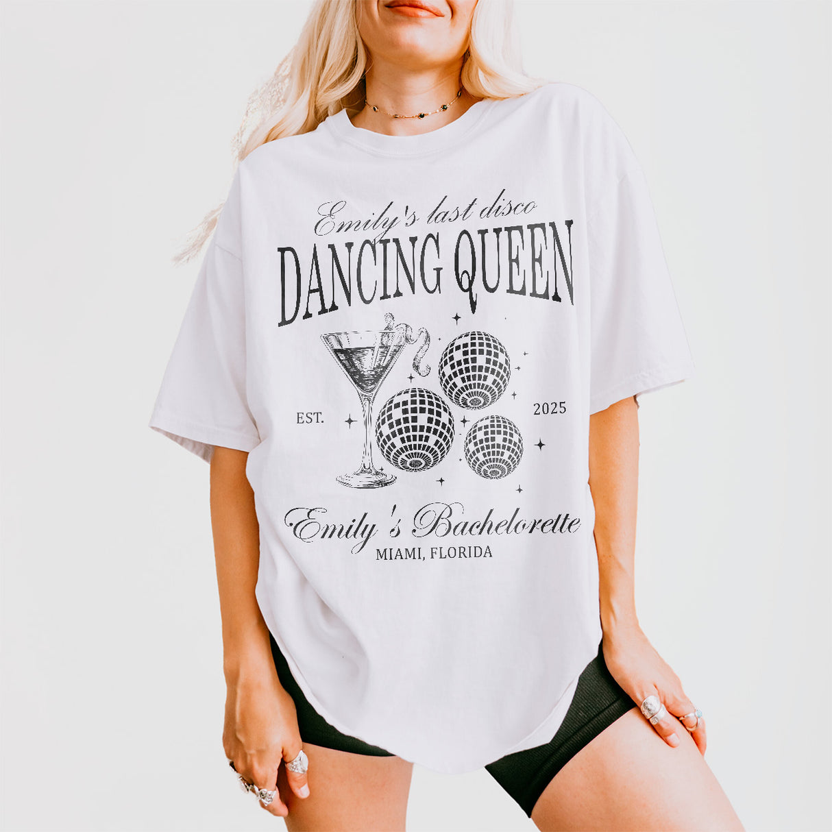 She Found Her Honey Honey Custom Last Disco Bachelorette Party Shirt Comfort Colors Dancing Queens Disco Bride Matching TShirt Bridesmaids - White Product Image