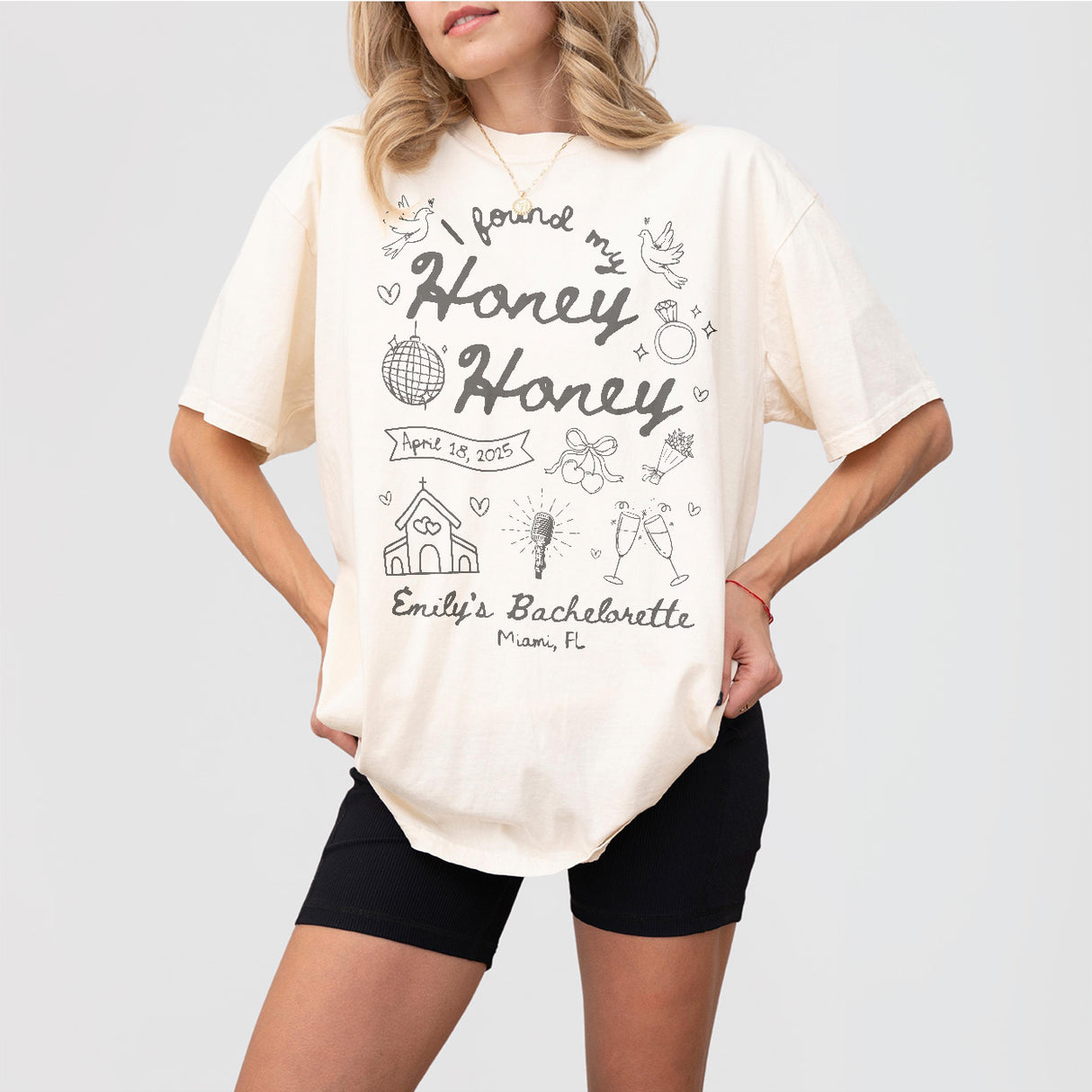 She Found Her Honey Honey Custom Last Disco Bachelorette Party Shirt Comfort Colors Dancing Queens TShirt Disco Bride Shirt Bridesmaids Gift - Ivory Product Image
