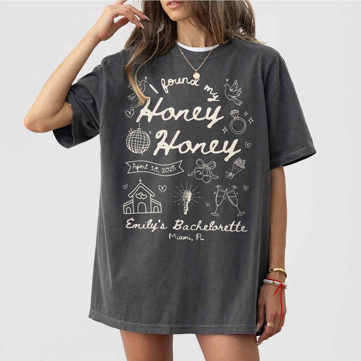 She Found Her Honey Honey Custom Last Disco Bachelorette Party Shirt Comfort Colors Dancing Queens TShirt Disco Bride Shirt Bridesmaids Gift - Pepper Product Image