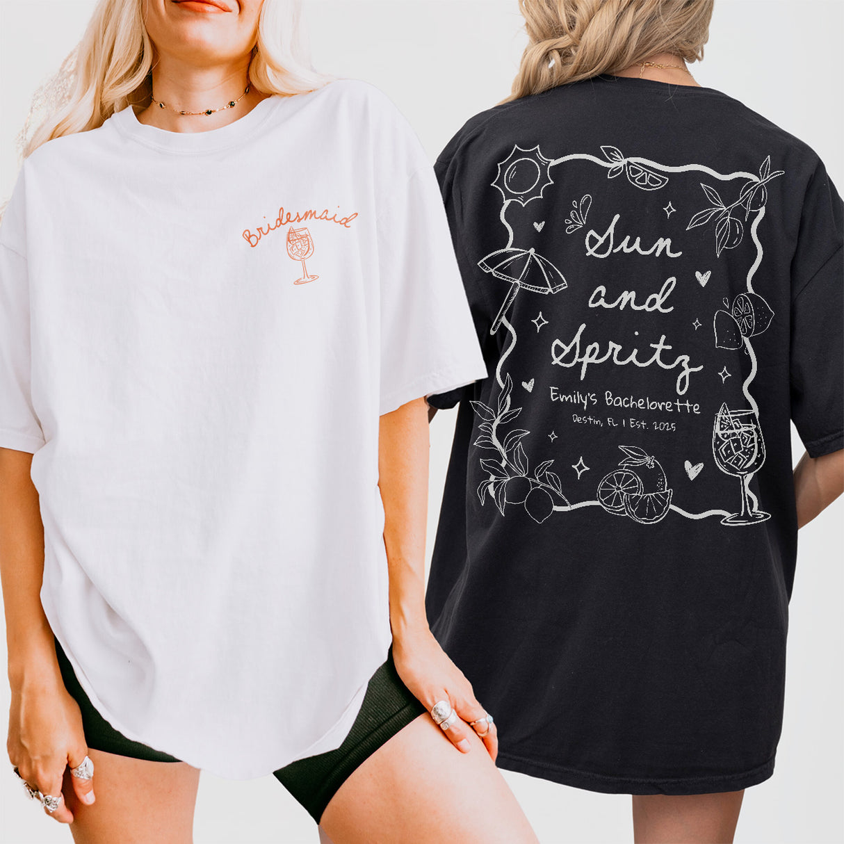 Sun and Spritz Bachelorette Shirt Personalized Aperol Spritz Bachelorette Party Tshirt Beach Girls Weekend Trip Bride To Tee Bridesmaid Gift - matching Image