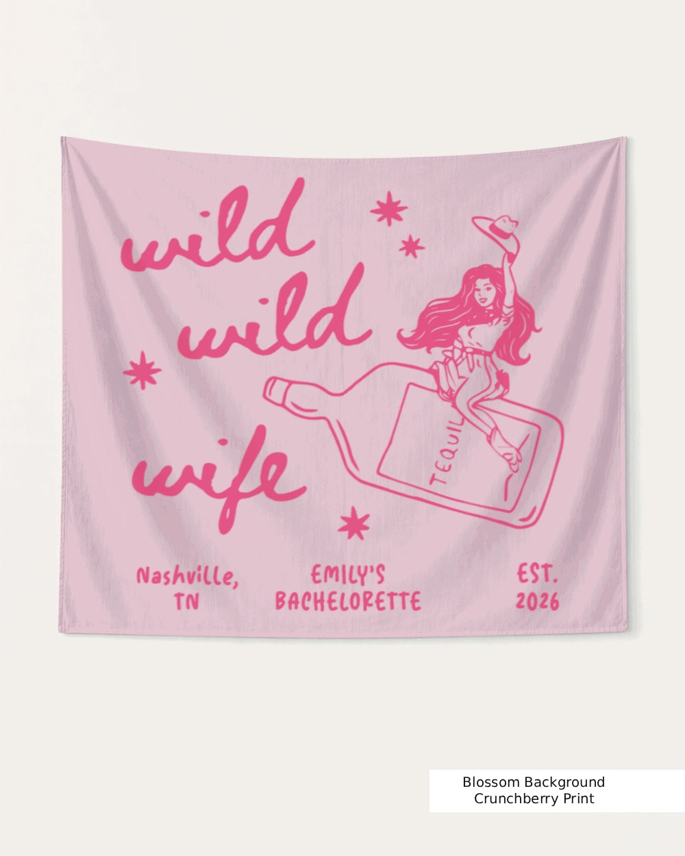 Personalized bride banner for western bachelorette parties and matching bridal crew celebrations