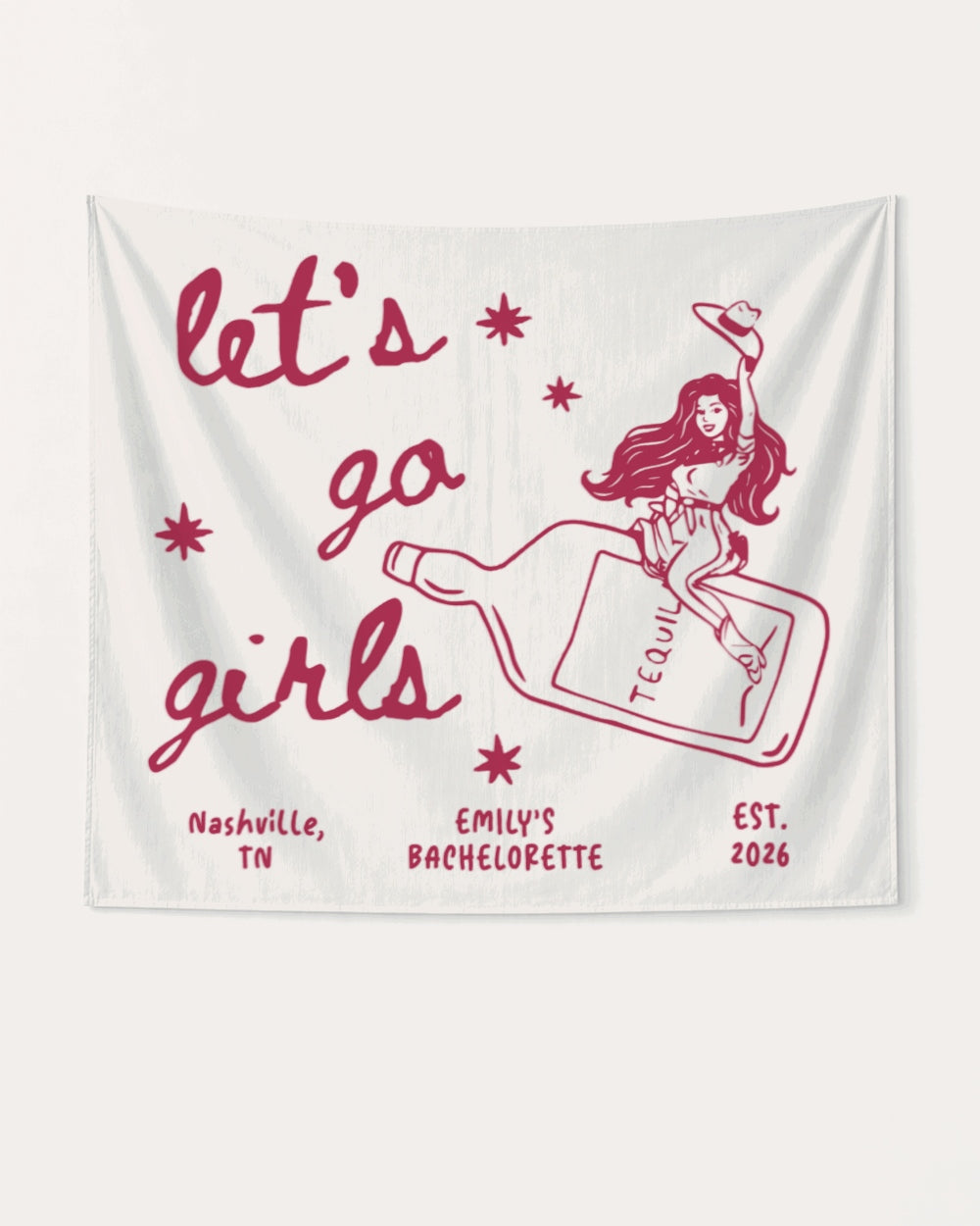 Let's Go Girls Cowgirl Bottle Banner White