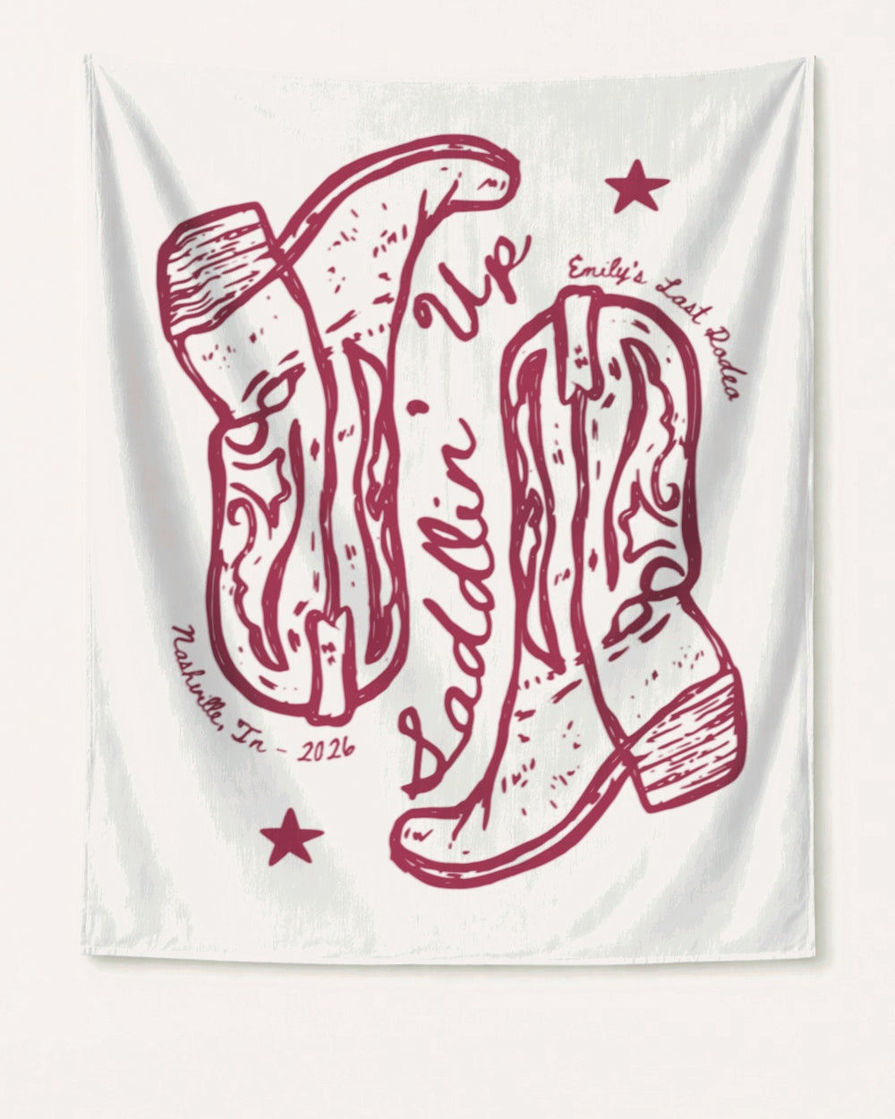 Settlin' Down & Saddlin' Up Cowgirl Boots Banner White