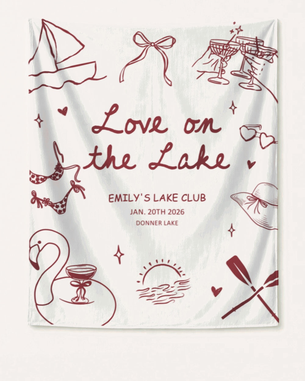 Love on the Lake Banner White