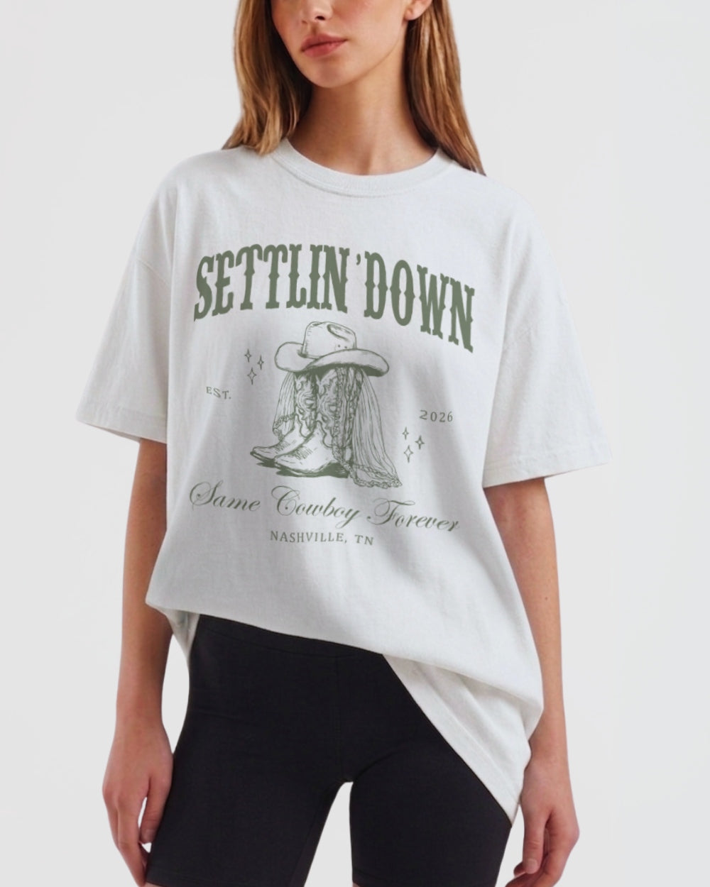 Personalized western bachelorette t-shirt with bride name, EST year, and city customizable. Last Rodeo theme with vintage cowboy boot illustration for the whole bachelorette crew.
