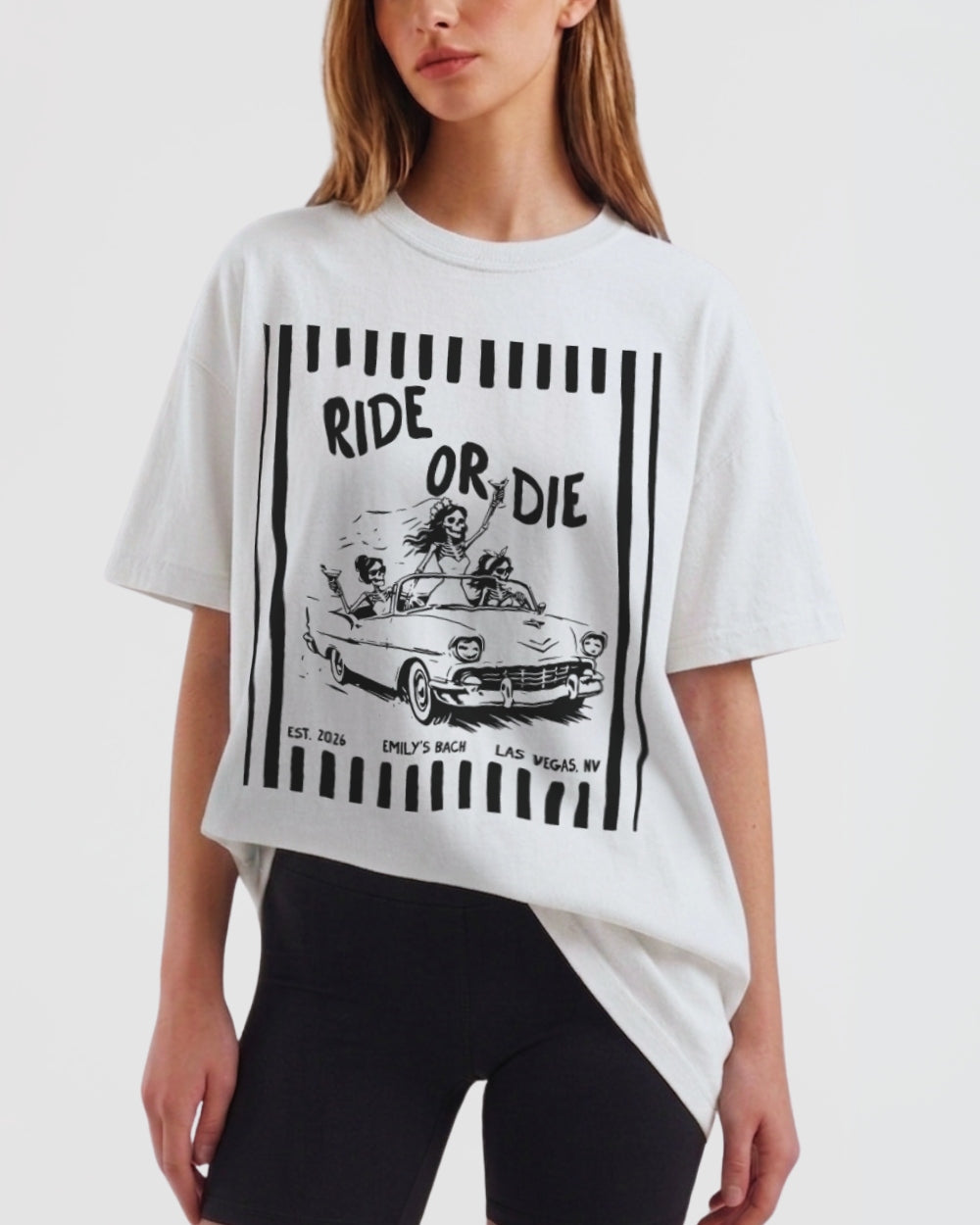 Bride or Die and Ride or Die Stripes T-Shirt White