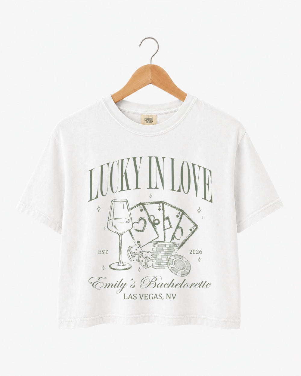 Lucky In Love Wine Cards Crop Top White