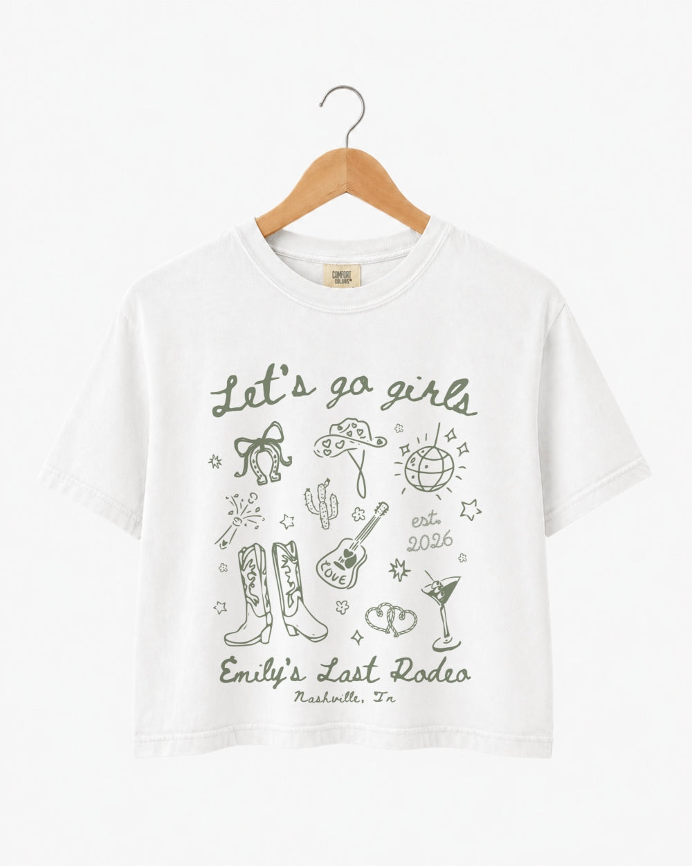 Let's Go Girls Cowgirl Party Crop Top White