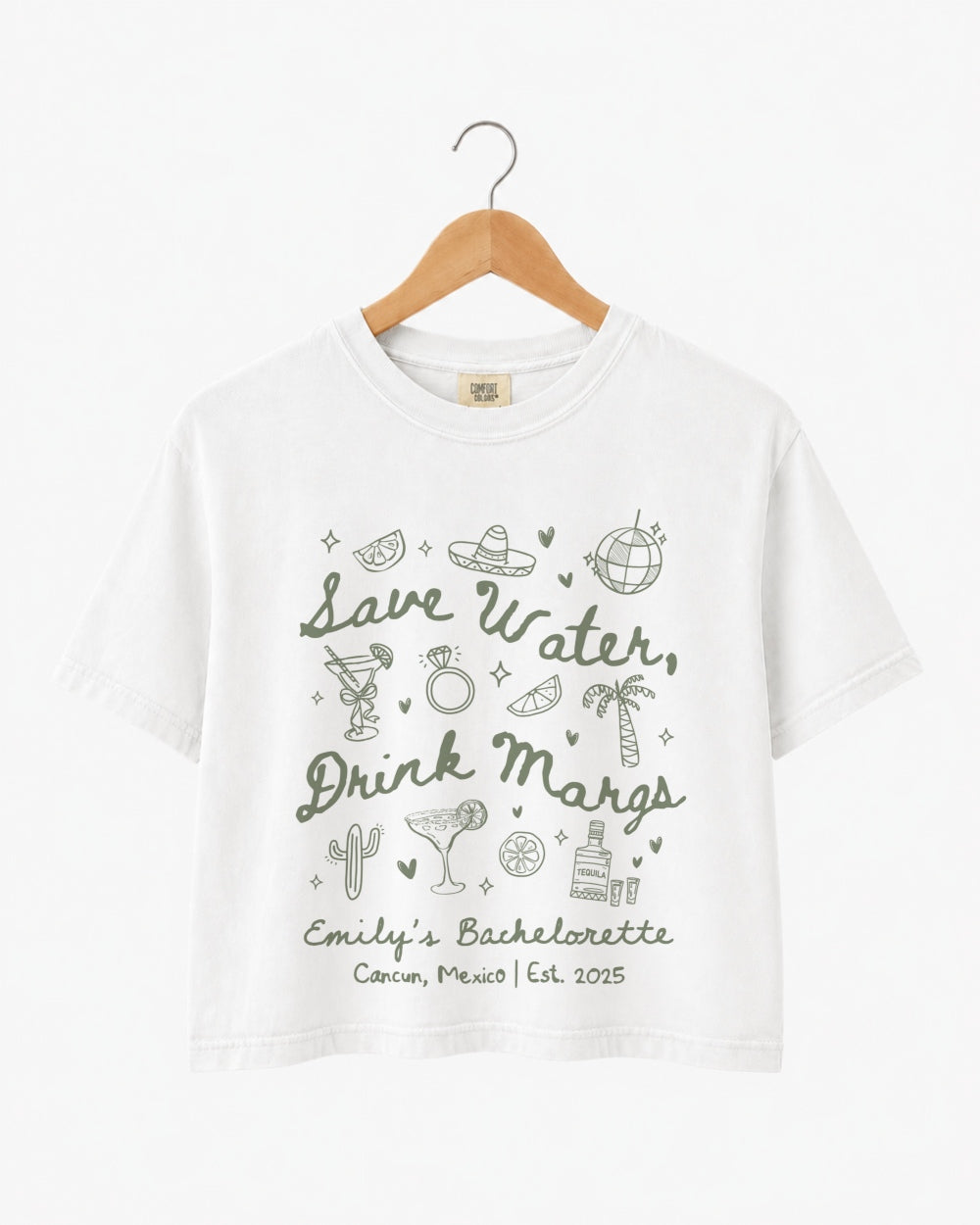 Save Water Drink Margs Crop Top White