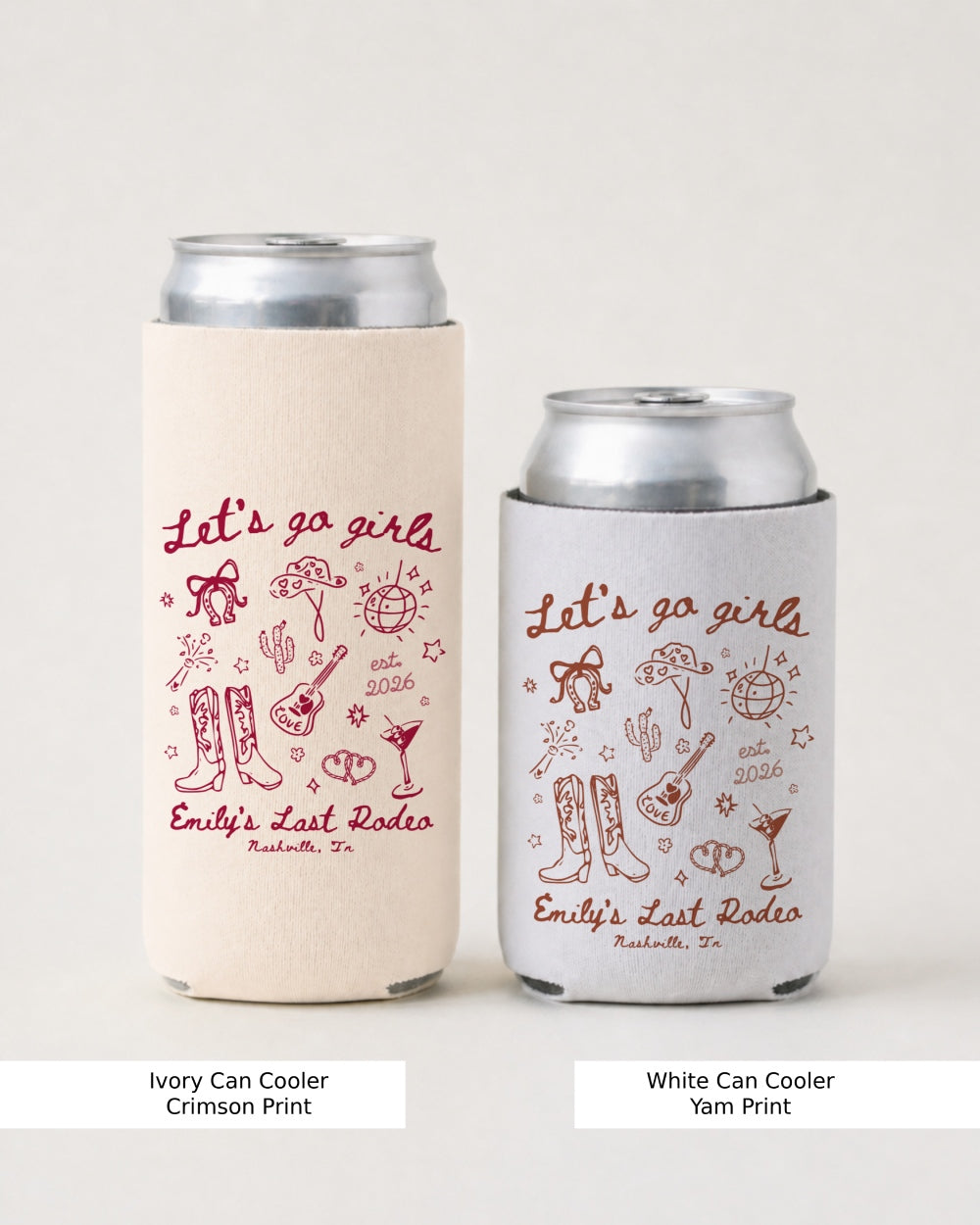 Let's Go Girls Cowgirl Party Can Cooler White