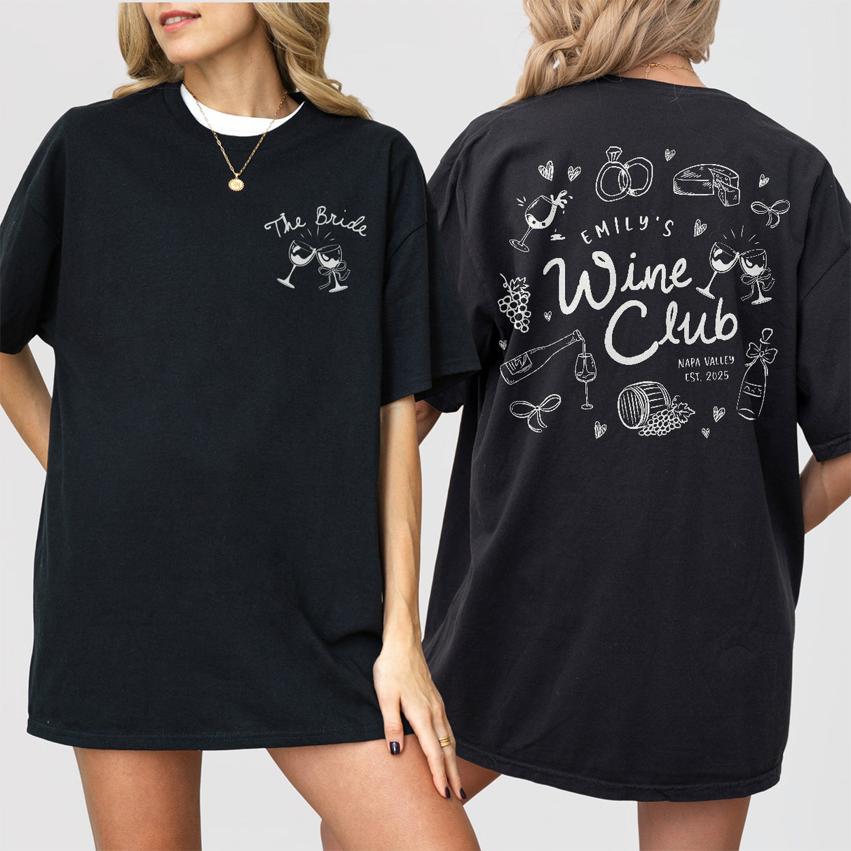 Wine Bachelorette Shirt Comfort Colors Custom Winery Bachelorette Party Tshirt Personalized Wine Bach Club Matching Outfits Napa Valley Tee - Black Product Image