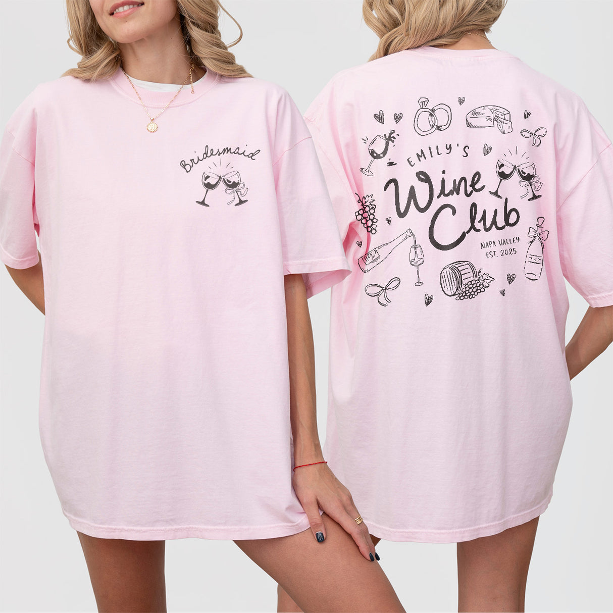 Wine Bachelorette Shirt Comfort Colors Custom Winery Bachelorette Party Tshirt Personalized Wine Bach Club Matching Outfits Napa Valley Tee - Blossom Product Image