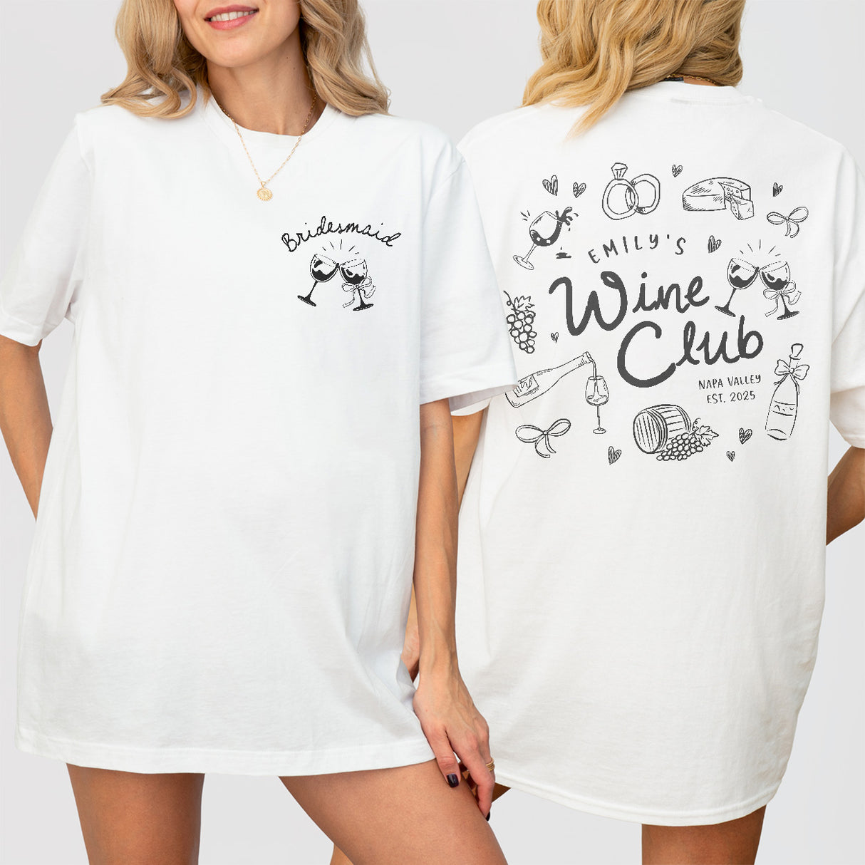 Wine Bachelorette Shirt Comfort Colors Custom Winery Bachelorette Party Tshirt Personalized Wine Bach Club Matching Outfits Napa Valley Tee - White Product Image