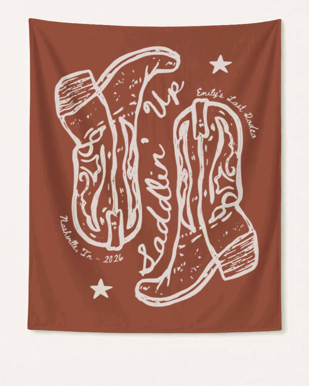 Settlin' Down & Saddlin' Up Cowgirl Boots Banner Yam