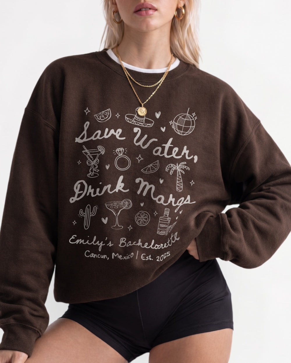 Save Water Drink Margs Sweatshirt Dark Chocolate