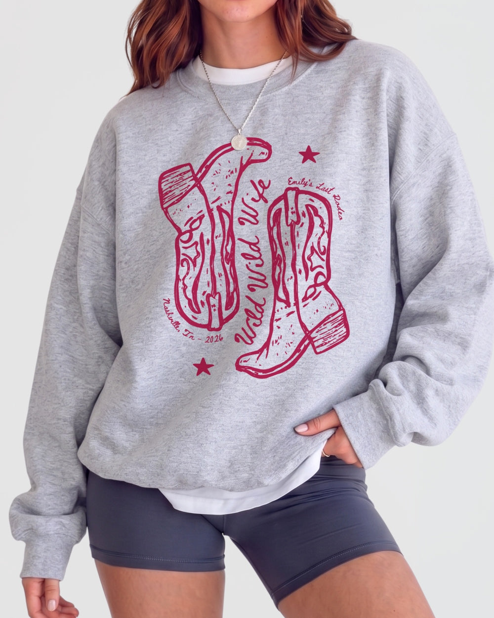 Wild Wild Wife Cowgirl Boots Sweatshirt Sport Grey