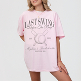 Premium moss cotton bachelorette t-shirt with 'Last Swing Party' graphic by Relatee