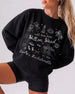 Bride and bridesmaids matching bachelorette sweatshirts with whimsical doodle art for a Hilton Head weekend. Personalized with bride name, destination, and EST year for the full crew.