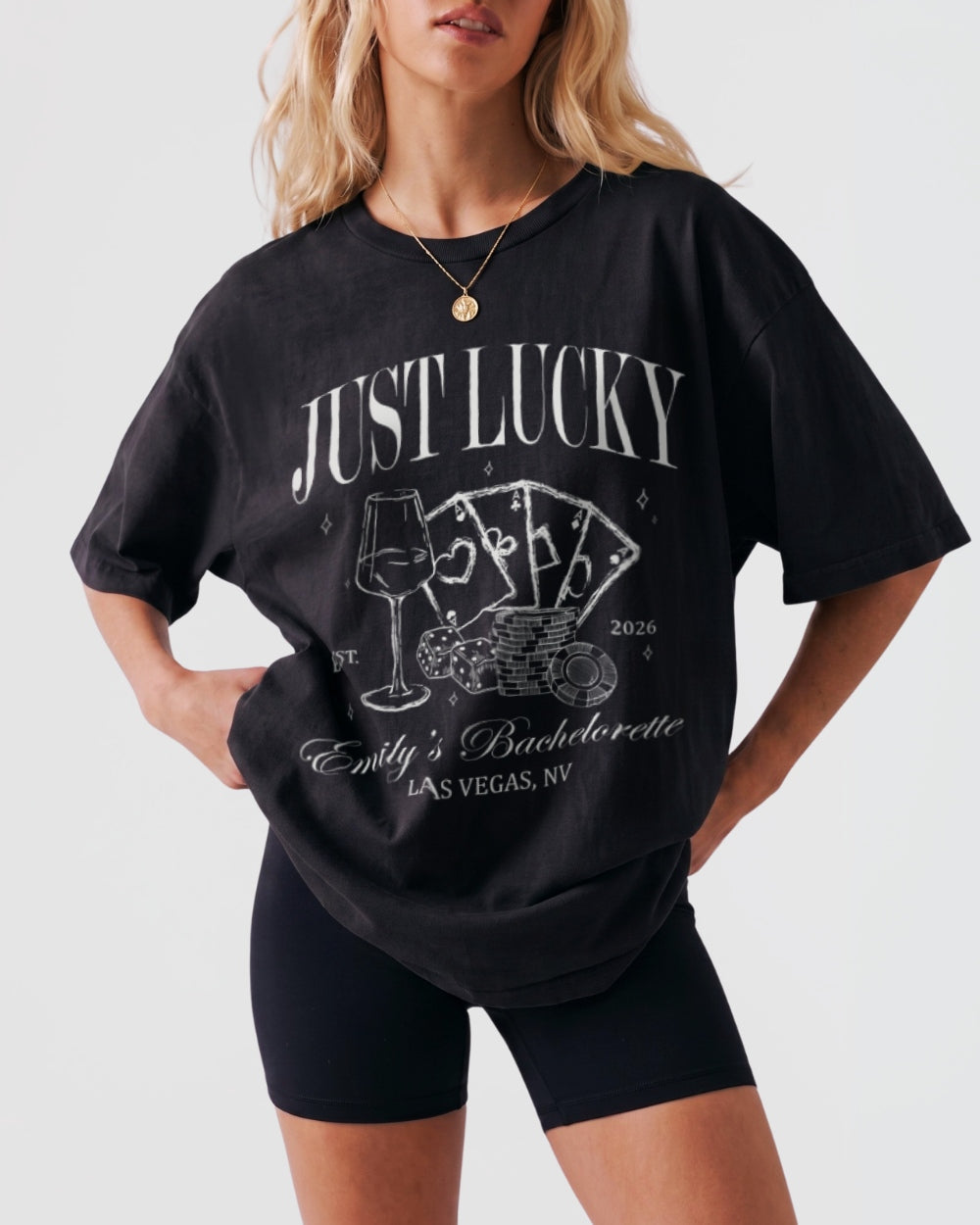 Lucky In Love Wine Cards T-Shirt Black