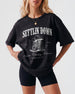 Bride and bridesmaids matching western bachelorette tees with vintage cowboy boot art and Last Rodeo theme. Personalize with bride name, date, and destination city for the whole crew.