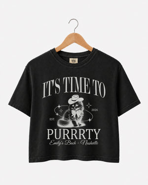 I'm Getting Meowied Bow Crop Top Black
