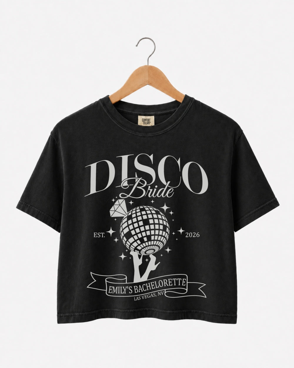 Dancing Queen, Disco Bride Crop Top Black