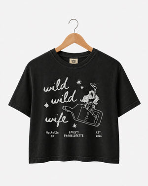 Wild Wild Wife Cowgirl Tequila Crop Top Black
