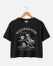 Matching crop tops for the Wild Wild Wife bachelorette crew, vintage western rodeo art with retro script. Personalized with bride name, date, and city for the full party.