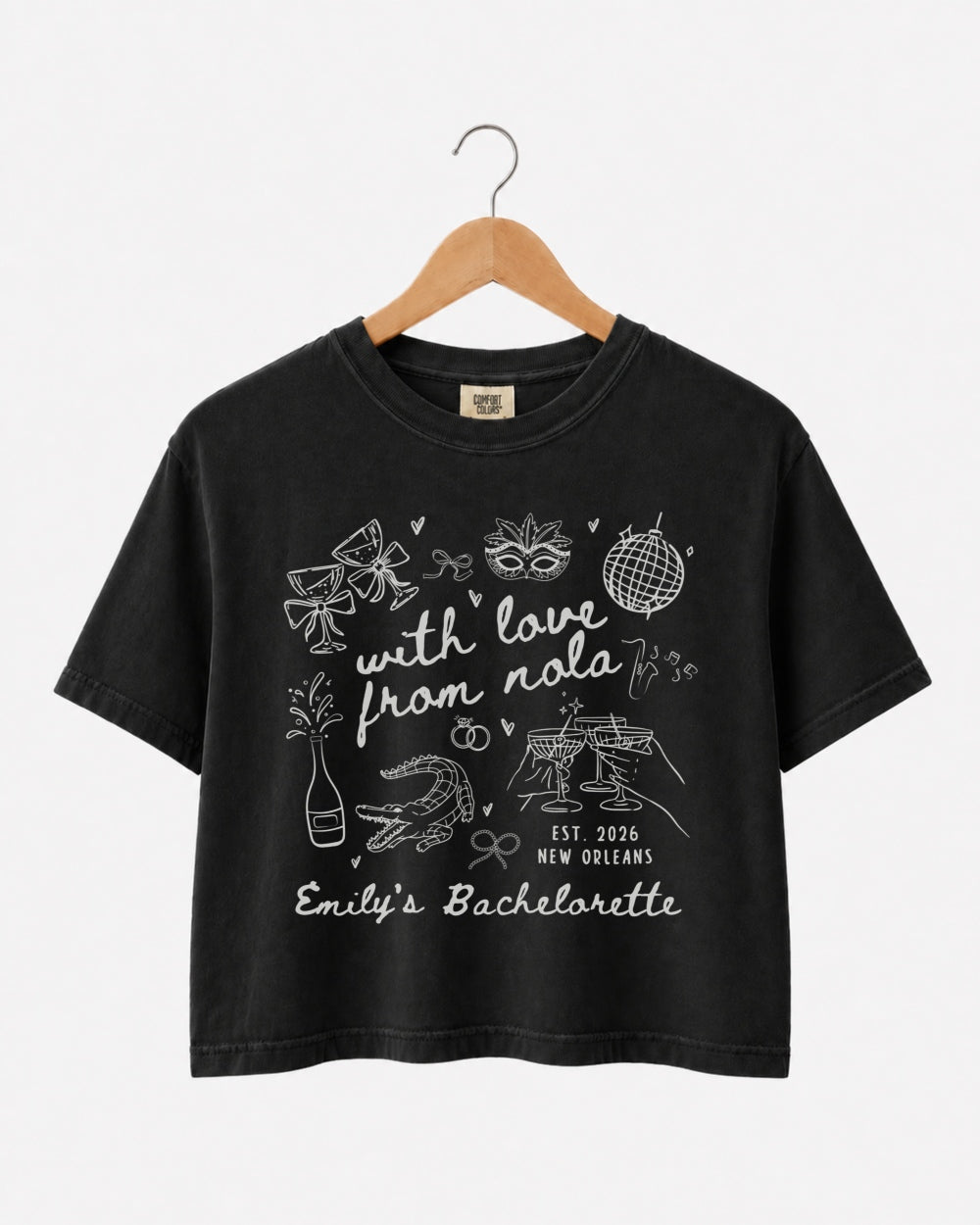 With Love from Nola Crop Top Black