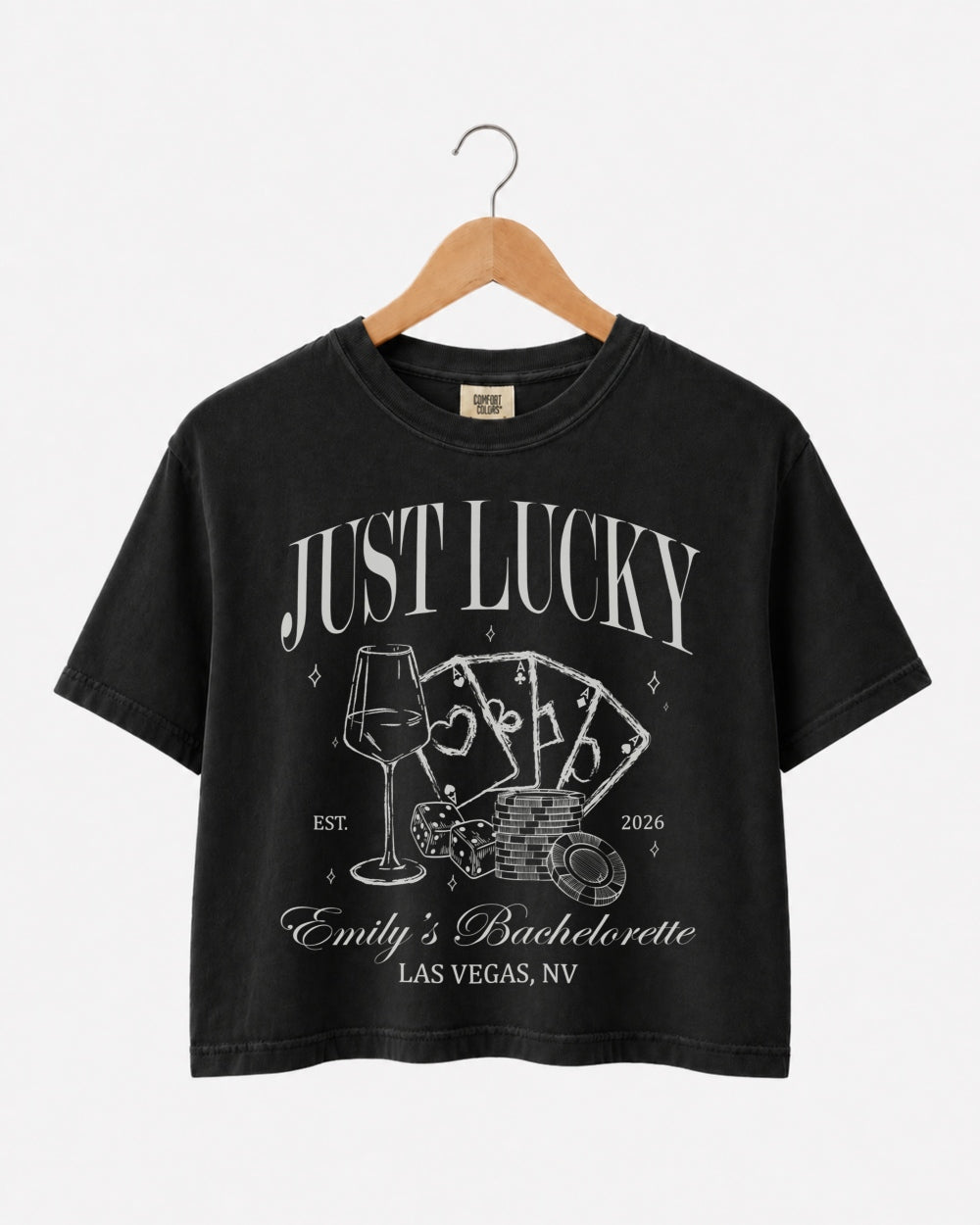 Lucky In Love Wine Cards Crop Top Black