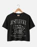 Lucky In Love Wine Cards Crop Top Black