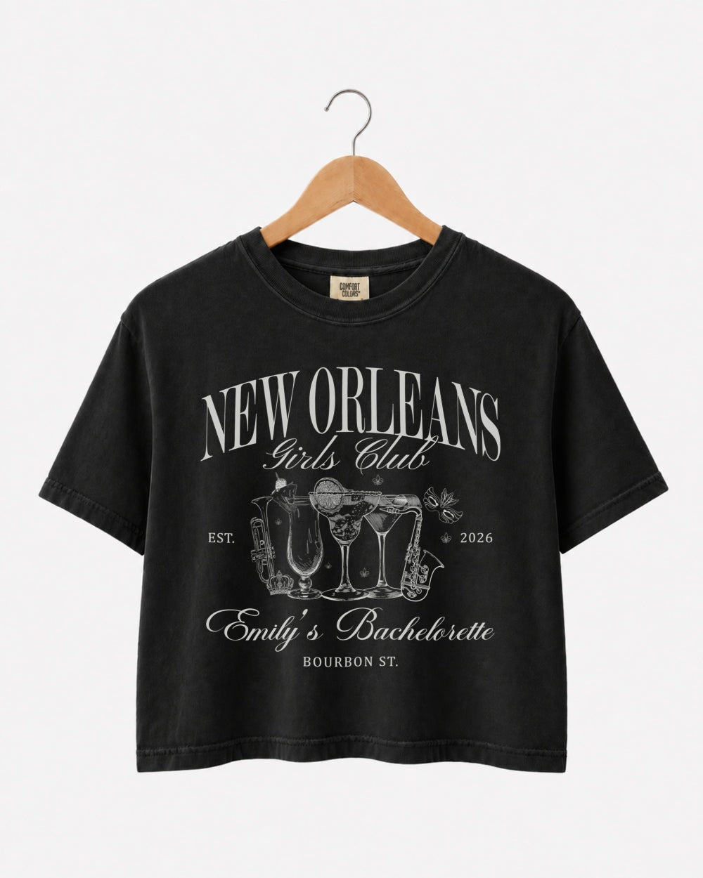New Orleans Girls Club Crop Top Black