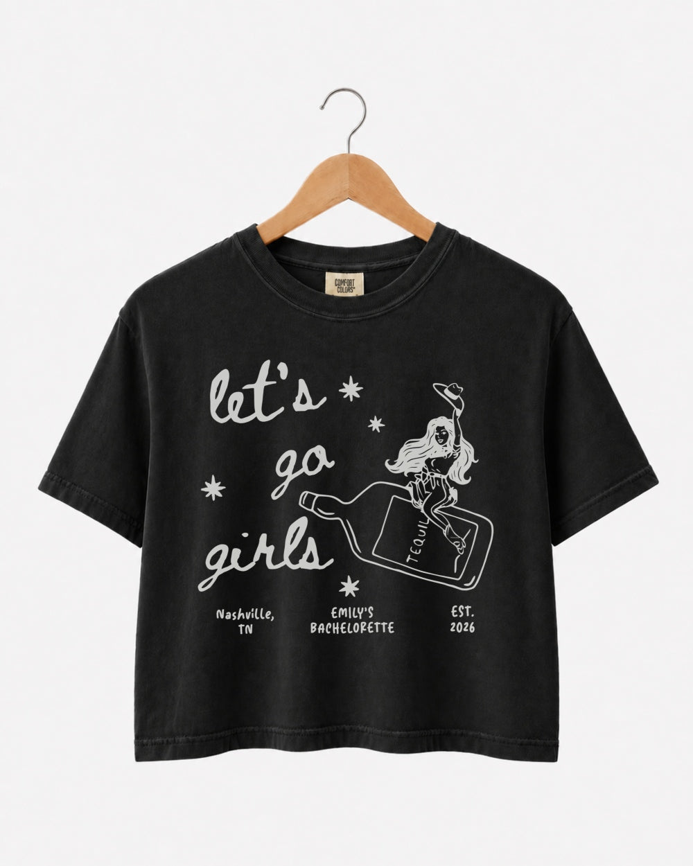 Let's Go Girls Cowgirl Bottle Crop Top Black