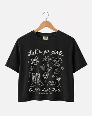 Let's Go Girls Cowgirl Party Crop Top Black
