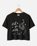 Matching crop tops for girls night out with vintage boots and martini illustration. Let's Go Girls script tee for bachelorette parties, girls trips, and birthday nights out.