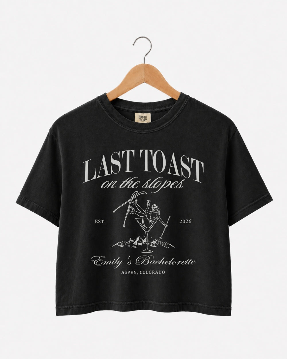 Last Toast on The Slopes Martini Crop Top Black