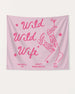 Playful line-art bachelorette party banner with script lettering and cowgirl martini illustration. Personalized with bride name, destination city, and year for the bachelorette weekend crew.