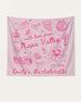 Matching bachelorette party banners for the bridal crew, Napa Valley wine country weekend theme with minimalist doodle art. Personalized with bride name, year, and destination.