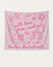 Matching bachelorette party banner with whimsical doodle art and script lettering. Personalized with bride name, destination city, and EST year for the whole crew.