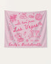 Las Vegas bachelorette party banner with hand-drawn doodle art and playful line illustrations. Personalized with bride name, destination city, and year for the whole crew.